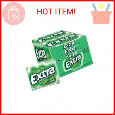 EXTRA Spearmint Sugarfree Chewing Gum, 15 Pieces (Pack of 10)