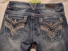 Vigoss Jeans Women's Premium Boot Cut Size 3 Denim Thick Stitch Flap Pockets