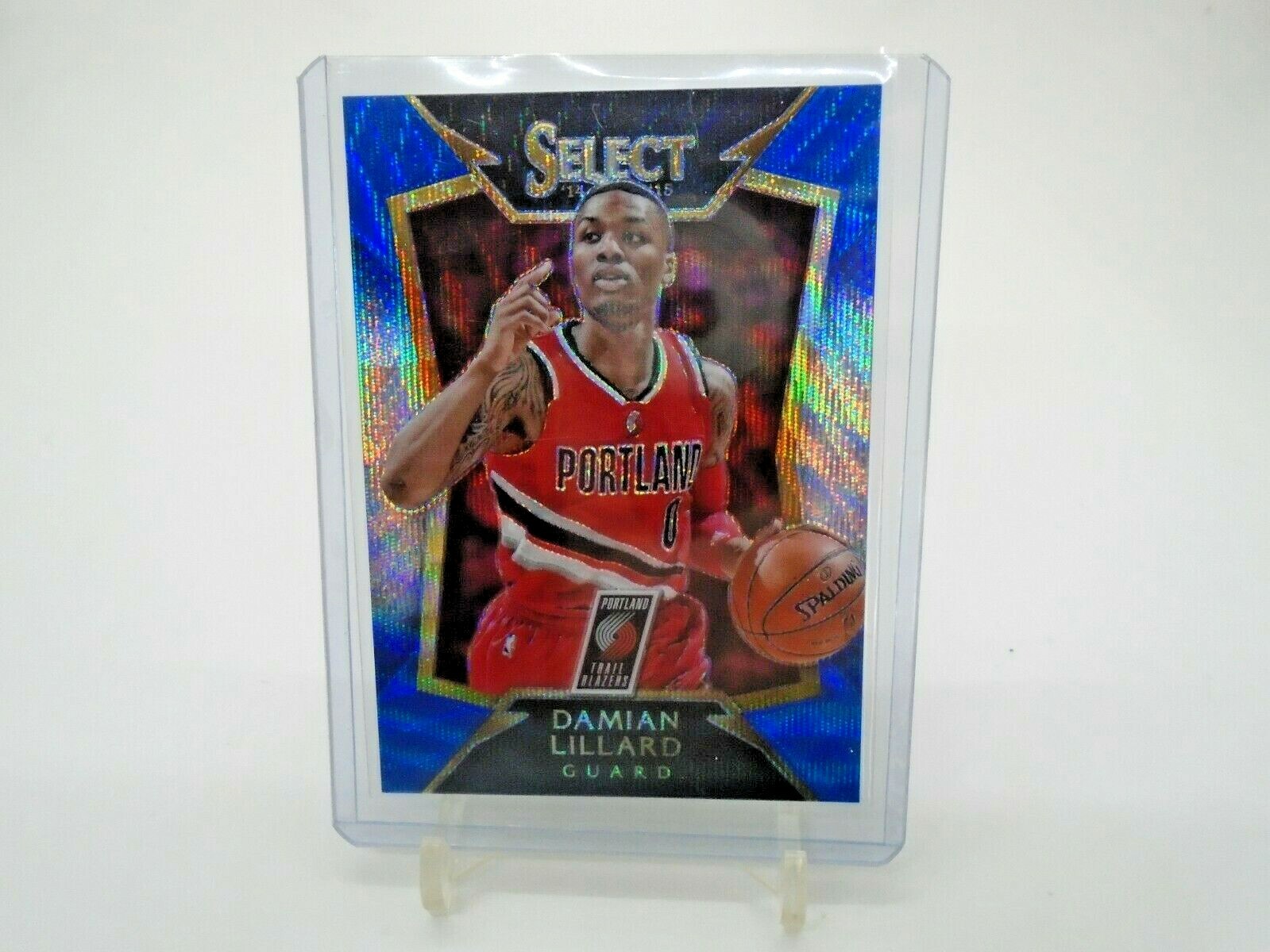 2014-15 PANINI SELECT #14 DAMIAN LILLARD BLUE & SILVER PRIZM