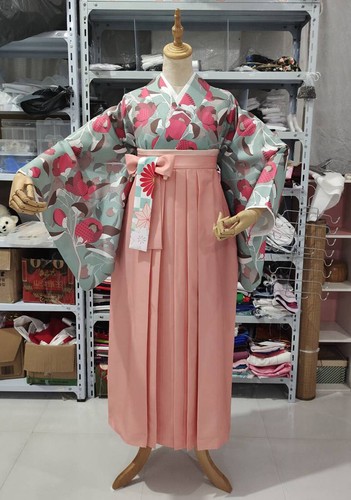 Demon Slayer Kanroji Mitsuri Kimono Yukata Costume Cosplay Costume + hairdeco - Picture 3 of 3