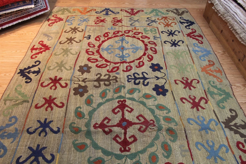 7' x 9' Kazajo Hecho a Mano Tribal Kilim Nómada, Tapiz, Coincide con Alfombras NAVAJO Foto 2 de 4