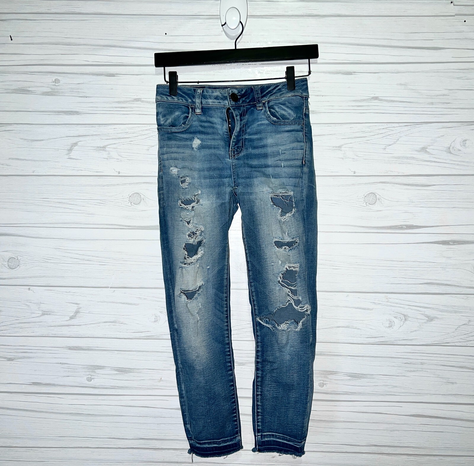 American Eagle high rise jegging womens size 0 cropped blue dark wash