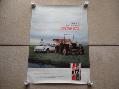 SELTEN C1970 VINTAGE TRIUMPH EMPFEHLEN CASTROL GTX GARAGE SHOWROOM WERBUNG POSTER