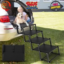 Extra Wide Dog Stairs for Car, Supports up to 250 lbs, 4 Steps, Non-Slip Surfac