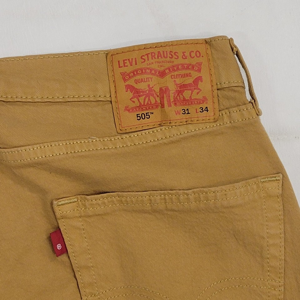 Levis Mens Size 31X34 Beige 505 Regular Straight Leg Denim Khaki Pants