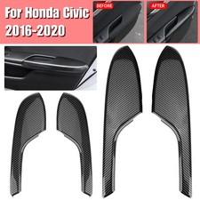 4x Carbon Fiber Interior Door Armrest Panel Trim Cover For Honda Civic 2016-2020 4x Carbon Fiber Interior Door Armrest Panel Trim Cover For Honda Civic 2016-2020