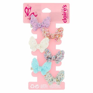 Claire S Club Kids Glitter Butterfly Hair Clips 6 Pack Silver