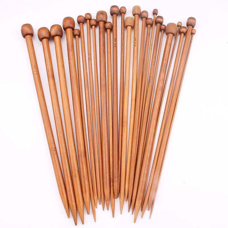 Pair 3mm-10mm Bamboo Knitting Needles Pointed Carbonized Wooden Single 35cm - image 3 of 4