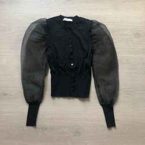 mesh sleeve cardigan