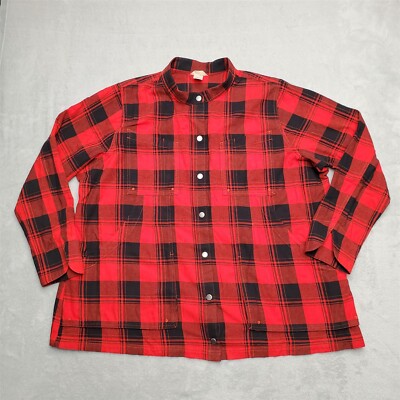 Duluth Trading Shirt Womens XXL Red Plaid Flannel Overshirt