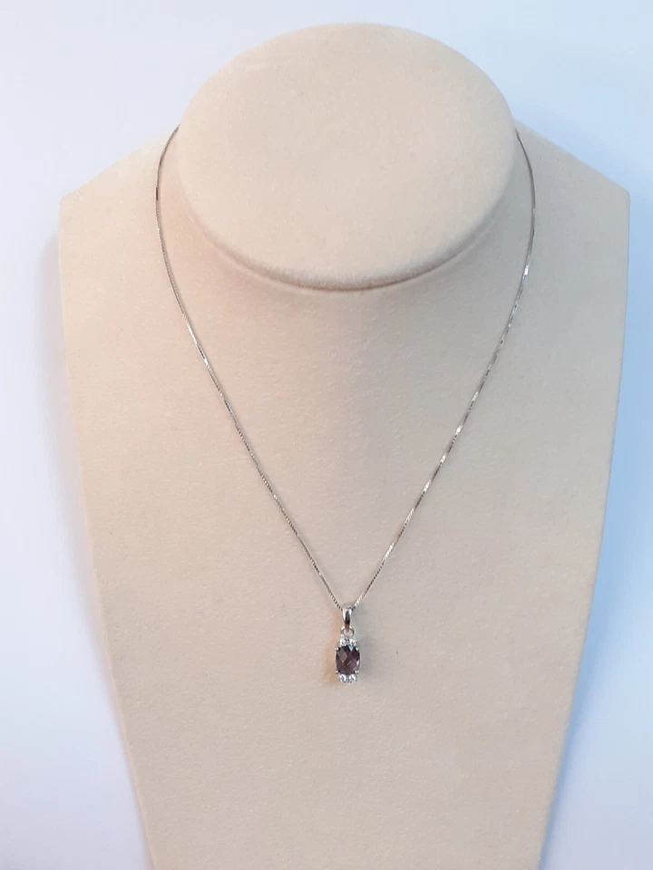 collana donna ragazza argento 925 anallergico rodiato zircone viola e bianco - Immagine 2 di 4