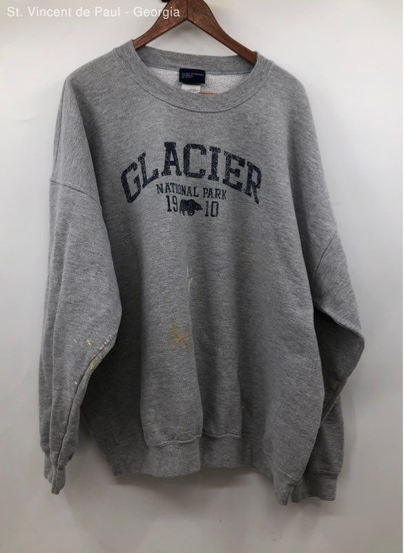 MvSports Gray Glacier National Park Oversized Crewneck Sweatshirt
