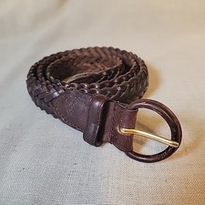 Vintage Dockers Braided Leather Belt 38 Dark Brown
