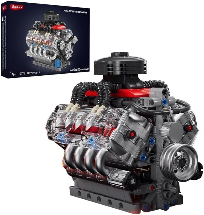 Sosuy V8 Engine Building-Blocks Sets, Working Motor Model, 4