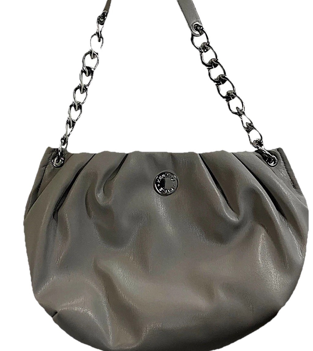 Kendall + Kylie Gray Slouchy Shoulder Bag Chain Strap Ruched Purse