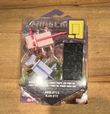 Mattel Minecraft Axolotl Figure Set w/ Portal Pieces, Multicolor Plastic, Boxed