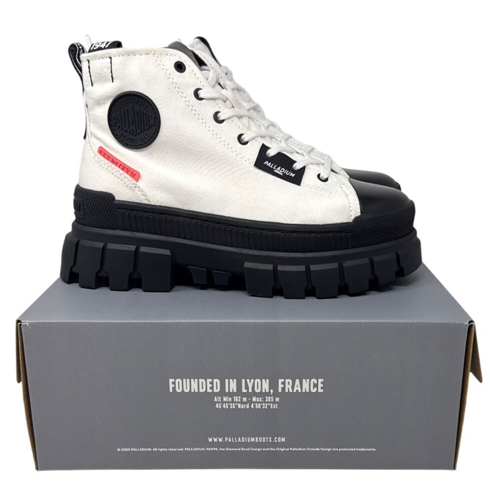 Palladium Revolt Hi TX White/Black Boots Size 8 women's Durable Textile Upper image 3