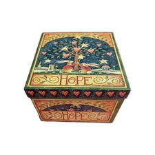 Set Of Two Nesting Boxes With Lids Cardboard Peace Hope Primitive