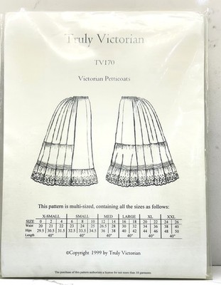 Petticoats TRULY VICTORIAN pattern TV170 Sz 20'' to 40'' Waist