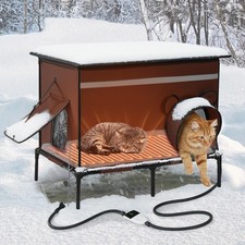 X-Large Outdoor Cat House, Heated Cat House for Winter All-Round Insulated Feral
