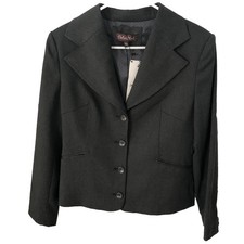 NWT Grey Blazer M Slash Pockets 4 Buttons Notch Collar Lined Button Trim Sleeve