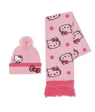 Hello Kitty Pink Bow Beanie and Scarf 2pc Set