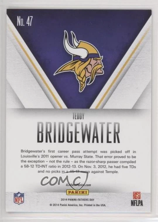 2014 Panini Father's Day Cracked Ice /25 Teddy Bridgewater #47 Rookie RC - Image 2 of 2