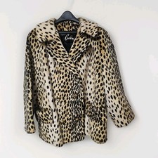 Vtg Leopard Print Faux Fur Coat Sz Med Sz Safari Fairmoor 60s 70s Mod Mob Wife