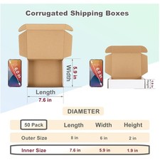 Small Business Packaging Boxes, 50 Pack, 8x6x2 Inches
