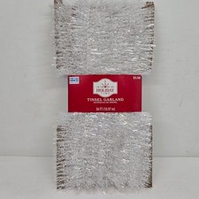 Holiday Time Garland Tinsel Shiny White Snow 36 Ft Christmas Party Decor