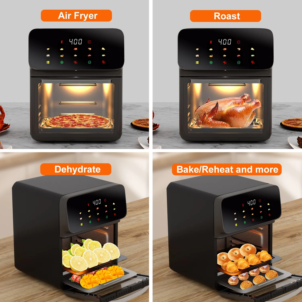 12QT 10-in-1 Air Fryer Convection Oven with Visible Window and Timer 12QT 10-in-1 Air Fryer Convection Oven with Visible Window and Timer