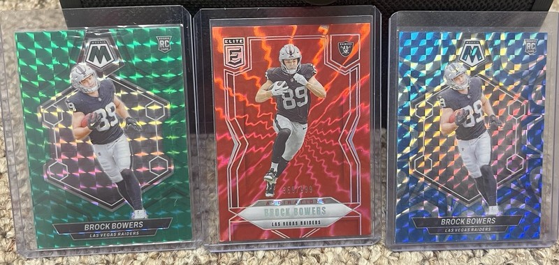 Brock Bowers Las Vegas Raiders Rookie 3-Card Lot 2024 Panini Mosaic/Elite #313