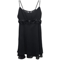 Y2K Flora Nikrooz Black Chiffon Babydoll Dress Size M
