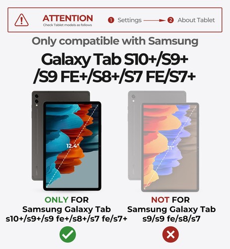 for Samsung Galaxy Tab S10+ / S9+ / S8+ / S7+ Case with Keyboard, 12.4'' Floa... - Picture 2 of 7