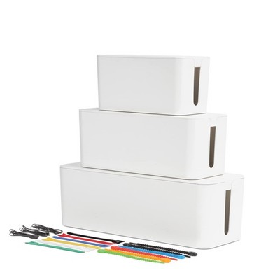 Cable Management Boxes, 3 Pack, Small, Medium, Large, 15 Cable Ties (Hook & L...