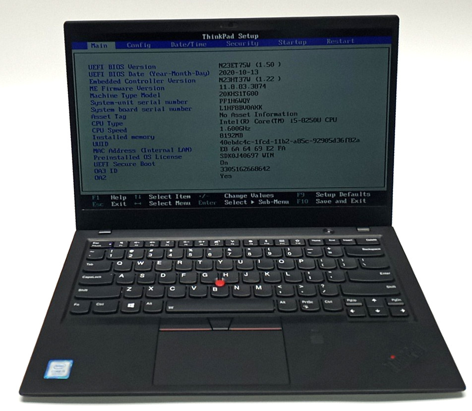Lenovo ThinkPad X1, 14-Inch Laptop, with Intel Core i5 8th Gen., Windows 11 Pro