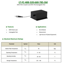 Single Mode BGRI Fiber Coupled Laser with TEC ,Unpluggable ,Connector FC