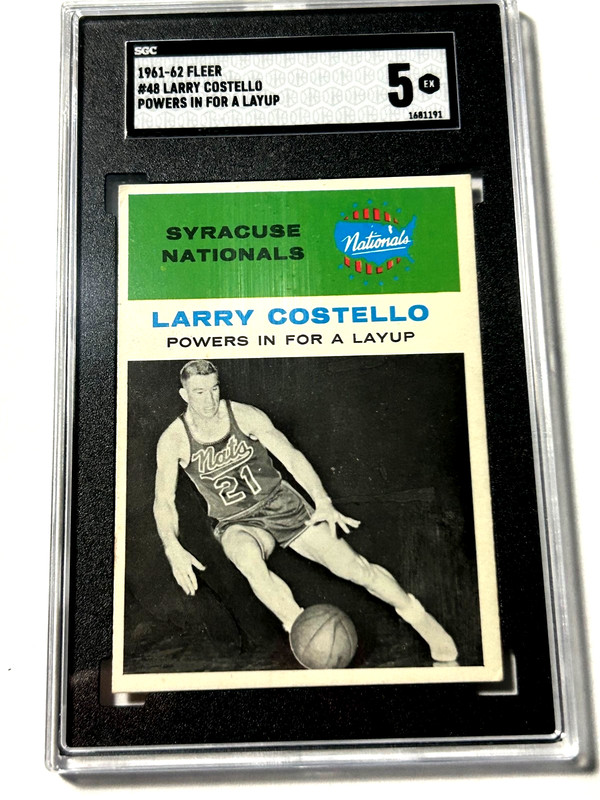 1961 Fleer # 48 Larry Costello ---Vintage Syracuse Nationals Card SGC 5