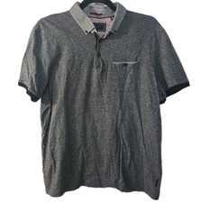 Ted Baker Men  s Size 6 XXL Short Sleeve Gray Black White Polo Shirt