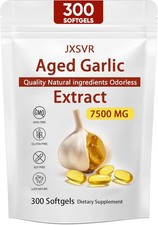 Odorless Garlic 7500mg Per Servings, 300 Softgels  2 Years Aged Garlic Extra...