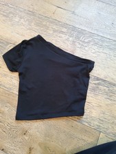 Tiger Friday Black Off Shoulder crop Top Child Large