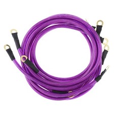 5 Point Car Universal Earth Ground Cables Grounding Wire System Kit Purple