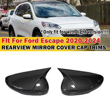 For Ford Escape 2020-26 W/ Mirror Light Pair Side Mirror Cap Covers Carbon Look
