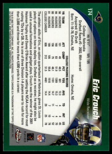 2002 Topps Chrome #174 Eric Crouch - Picture 2 of 2