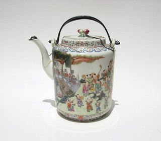 LOVELY CHINESE FAMILLE ROSE "ONE HUNDRED BOYS" TEAPOT "YANGXI TONGHE" MARK