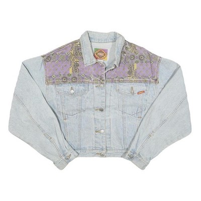 JO ROACHE Damen Jeansjacke Blau Lila Knopfverschluss Baumwollmischung M