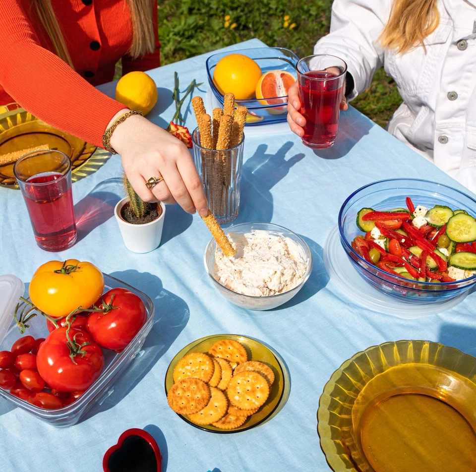 ® Juego de 6 cuencos mezcladores de vidrio transparente apilables LYS, 20 cm (7 7/8 pulgadas) - templado... Foto 2 de 4