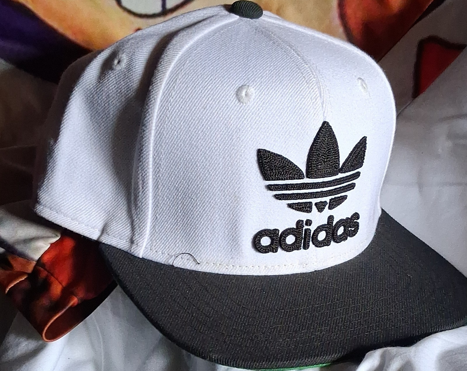 adidas White Black Green Adjustable Snapback Hat Men One Size Sports