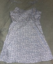Women's Floral Print Sleeveless Blue Rain Mini Dress Size M