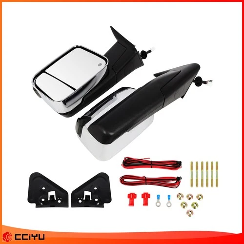 Chrome Pair Power Heated Tow Mirrors New LED Signal For 1998-2002 Dodge Ram